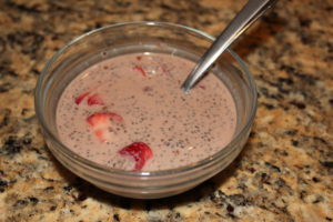 chia pudding and strawberries