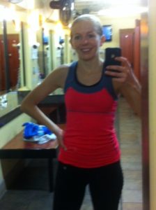 Looking sweaty and paranoid in the locker room