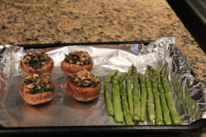 stuffed mushroom caps before cooking