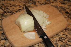chopping onion
