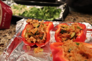 close up of stuffed peppers