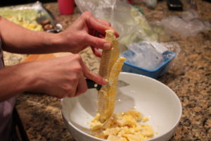 removing corn kernels