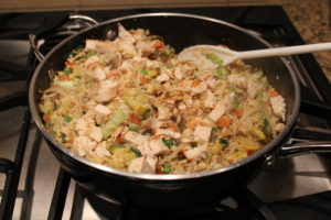 all ingredients stirring