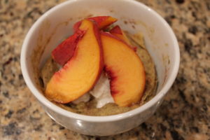 peach protein cake with peaches
