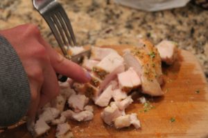 cut chicken into bite sized pieces