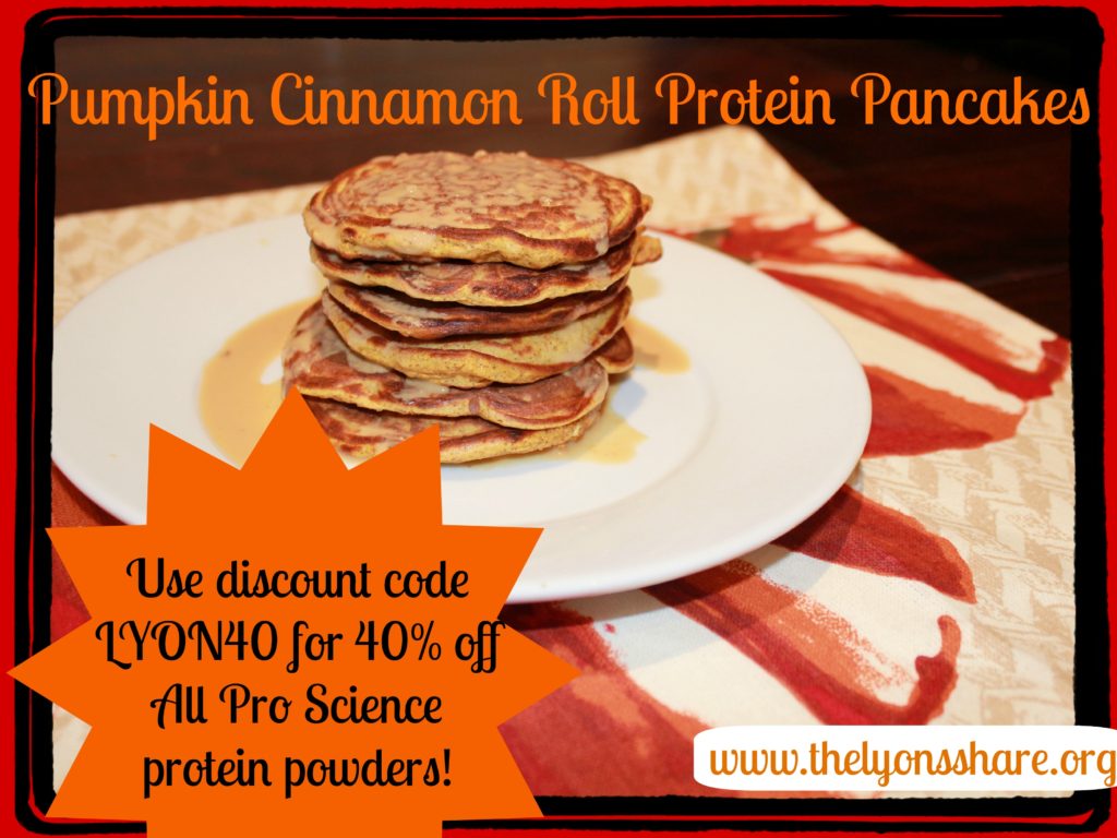 cinnamon roll pumpkin protein pancakes The Lyons Share