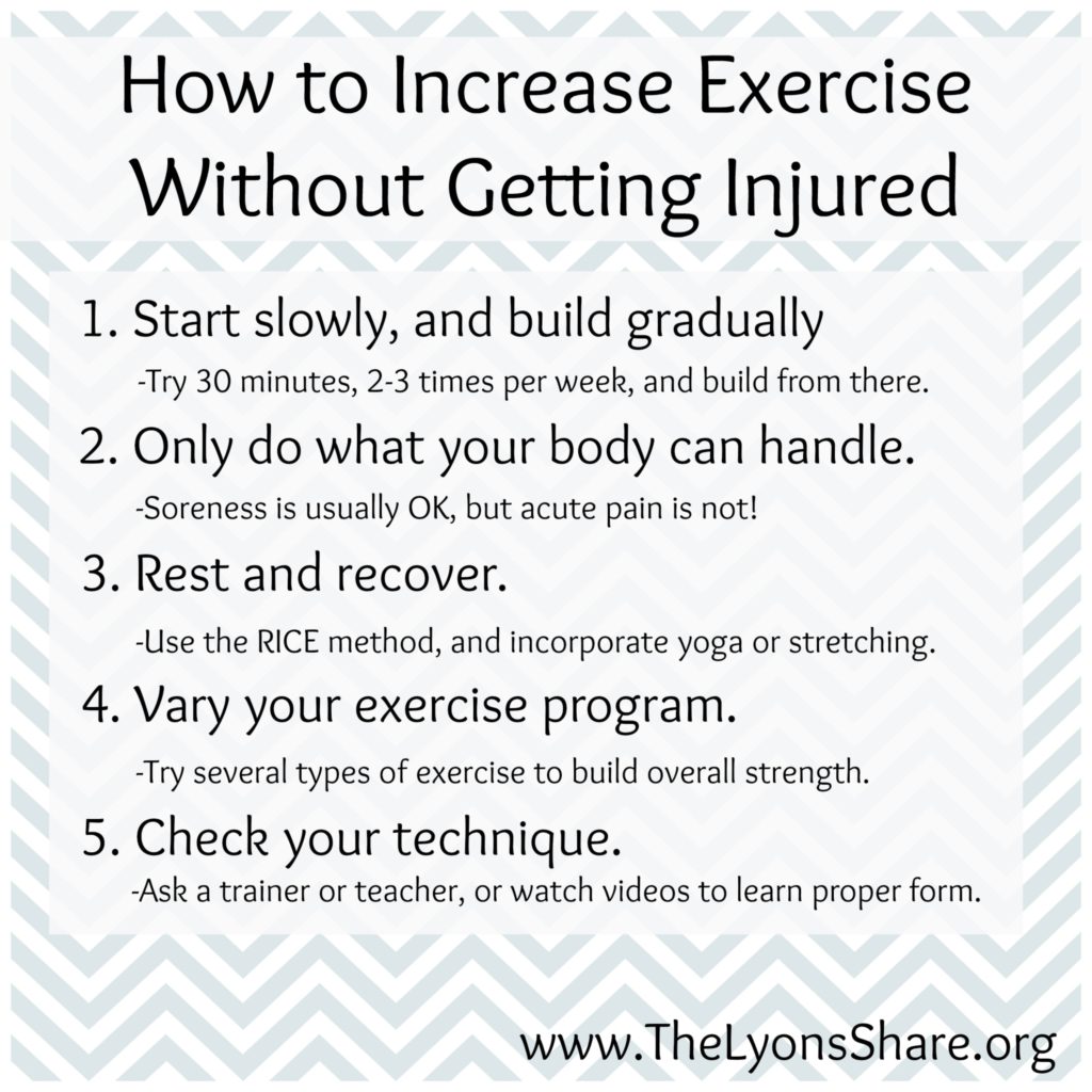how to increase exercise without getting injured