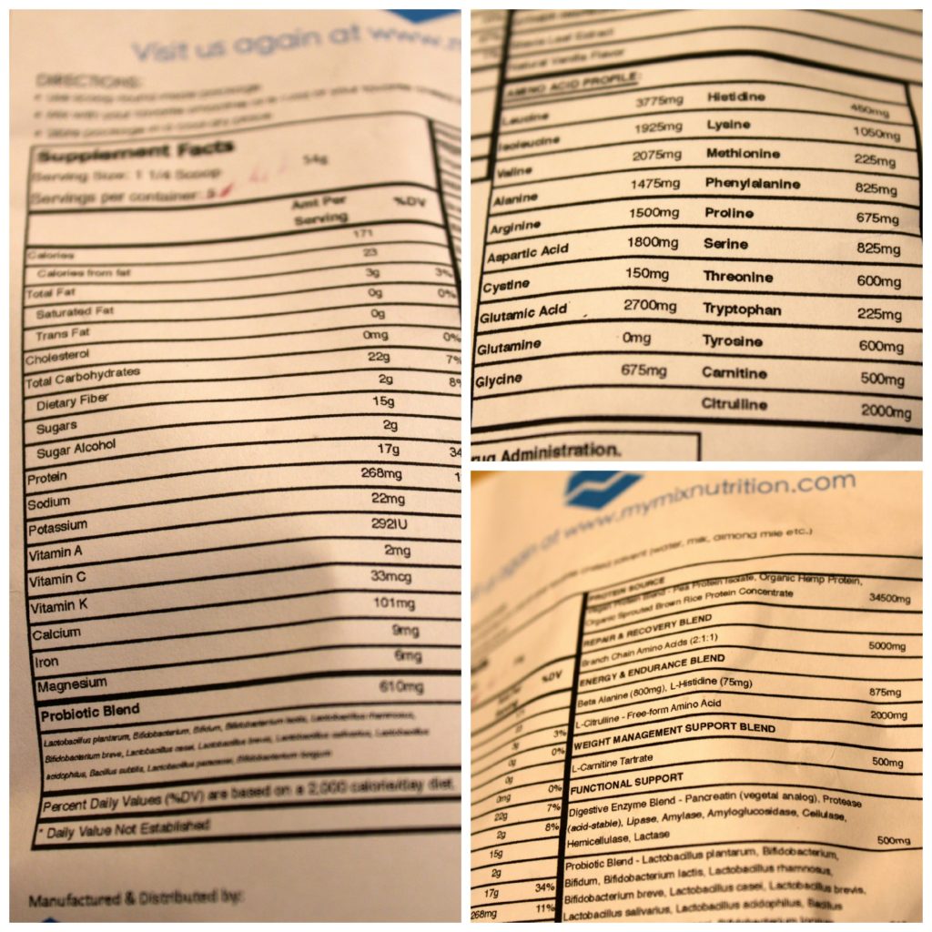 mymix nutrition information