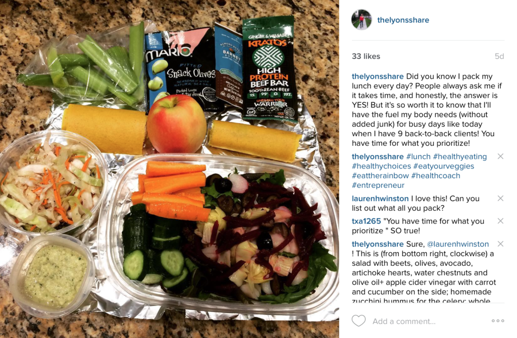 healthy packed lunch