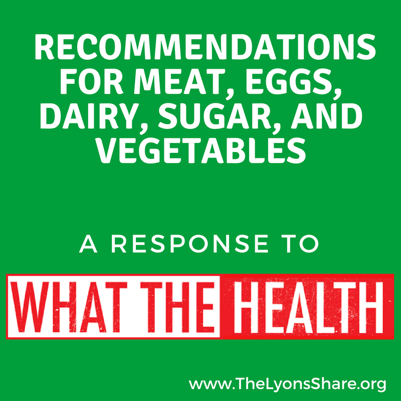 recommendations for meat dairy sugar eggs and vegetables